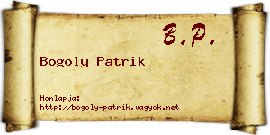 Bogoly Patrik névjegykártya